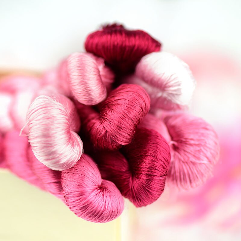 1pcs 100% silk thread hand embroidery embroider cross stitch 400m silk embroidery thread rose hermosa/pink/8 pure colors