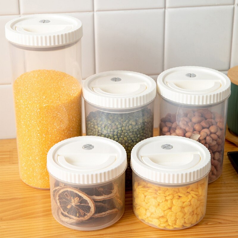 1000ML Plastic Sealed Cans Kitchen Storage Boxes Transparent Food Snacks Canister Keeping Fresh Plastic Food Storage Canned