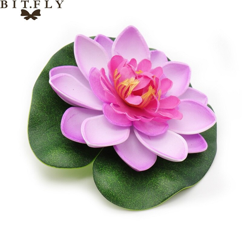 5PCS Artificial Lotus Water Lily Floating Flower Pond Tank Plant leaf Ornament 10cm Home Wedding Garden Pond Pool Decoration: lavender