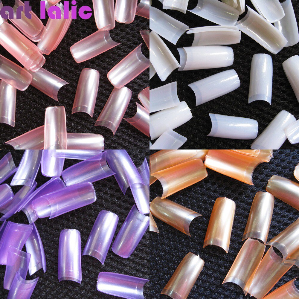 500 PCS French Style Nail Tips Pearl Pearly Color False Acrylic Nails UV Gel Nail Art Tips Tools