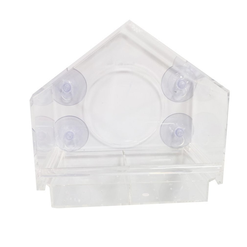 Window Bird Feeders Clear Glass Window Viewing Bird Feed Hotel Table Peanut Hanging Suction For Pet Birds Outdoor