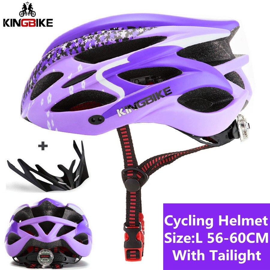 KINGBIKE Cycling MTB Road Helmet Bicycle Women Men Integrally-molded Ultralight Helmet Cycling Helmet Light pc capacete ciclismo: J-656-purple / L