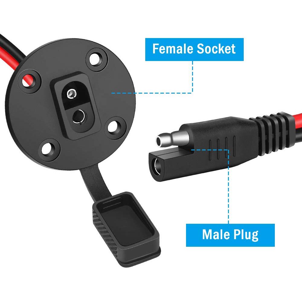 Sae tomada sidewall, conector universal para painel solar, sae à prova de intempéries, conexão rápida, conector ajustável 12awg 30cm