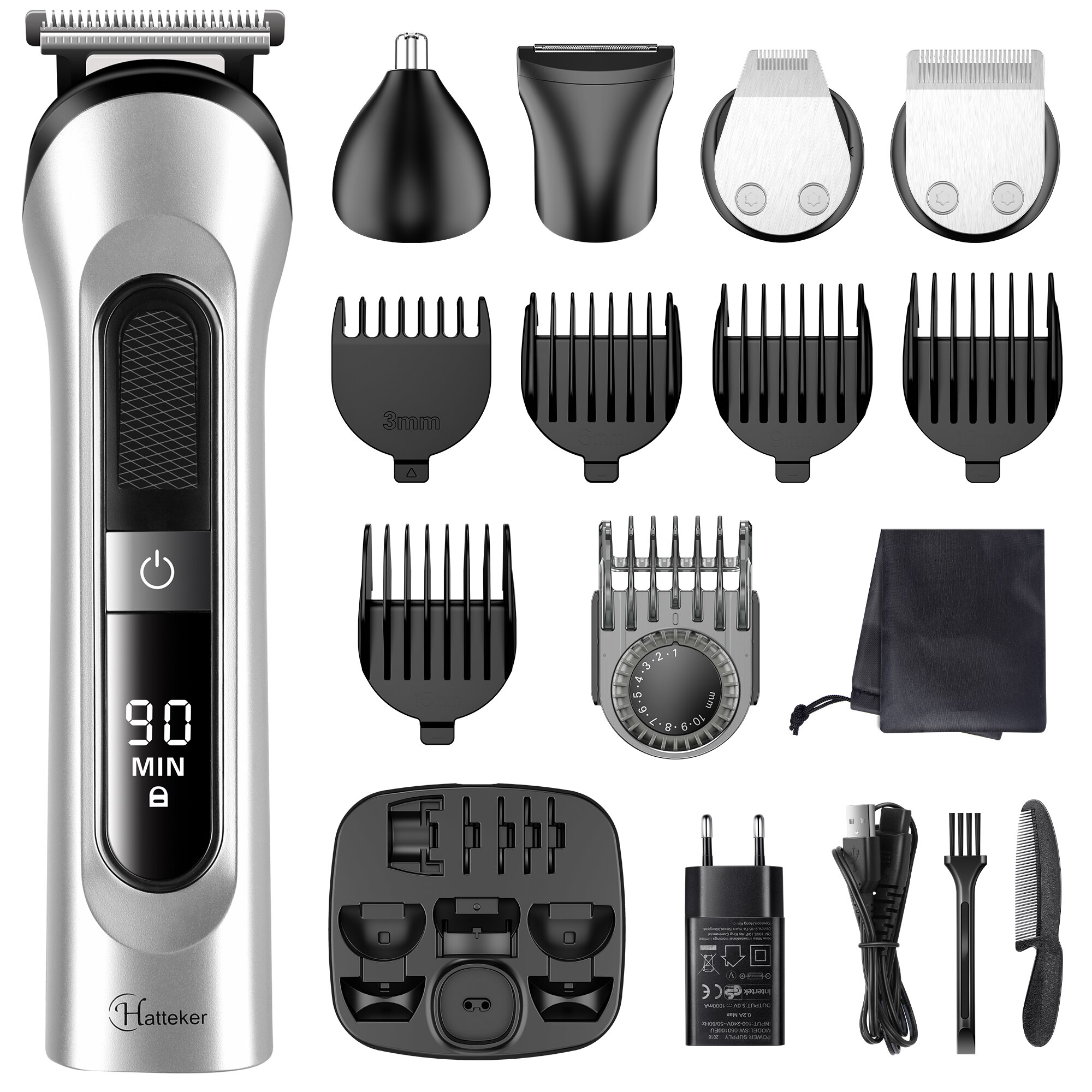 Hatteker Tondeuse Waterdichte Man Kapper 5 In 1 Tondeuse Snoerloze Elektrische Scheerapparaat Body Grooming Kit