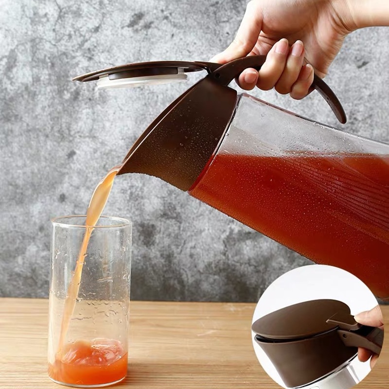 Koudwaterfles met ijsblokjeshouder, kunststof kan met anti-verdunningsijs, waterdispenser voor sap, thee en bier