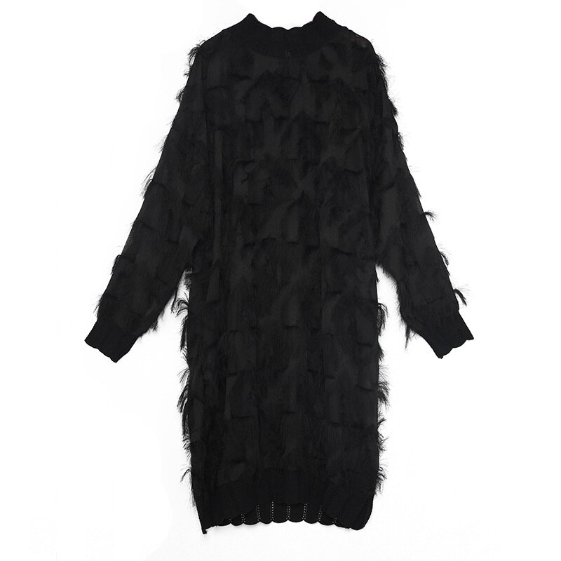 Vestido De Mujer Cecil - Cuello Redondo, Manga Larga, Mezcla Modal Elástica, Con Aberturas Laterales