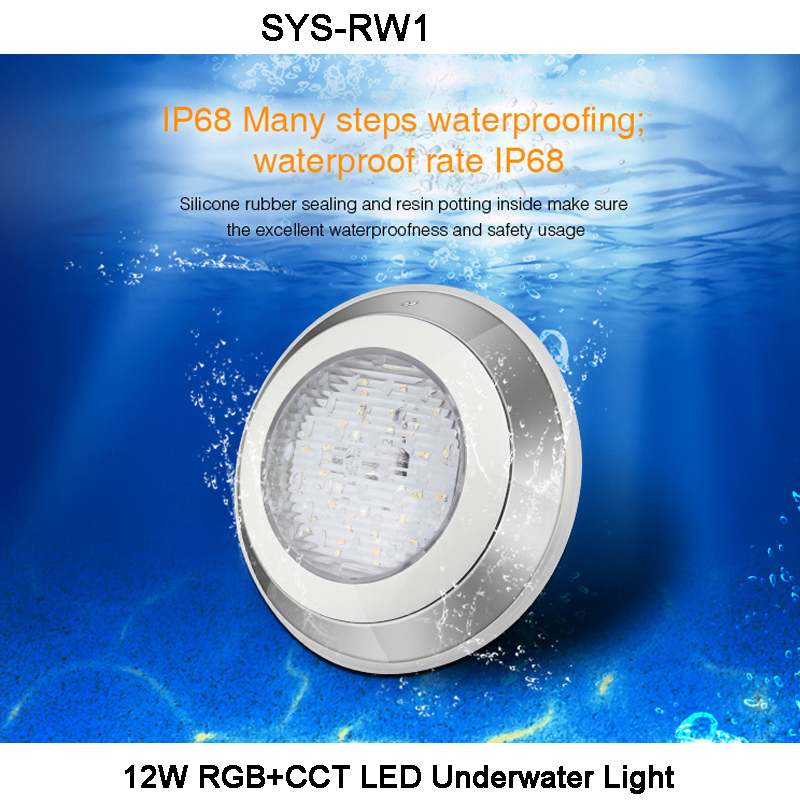 Miboxer DC24V 12W Rgb + Cct Led Onderwater Licht Waterdicht IP68 Rgb + Cct Zwemmen Zwembad Licht, 1 Ch Host Controller,1 Ch Signaal Power