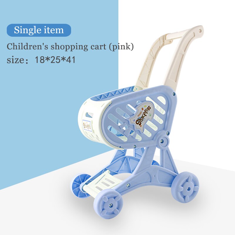 Mksafn Mini Children Handcart Simulation Supermarket Shopping Groceries Cart Utility Cart Pretend Play Toys Christmas: Blue