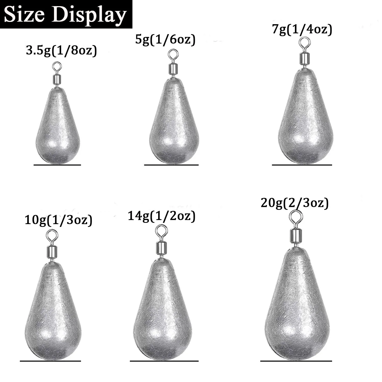 10 pçs/lote chumbadas de peso de pesca 3.5g 5g 7g 10g 14g 20g isca macia chumbada baixo equipamento de pesca acessórios