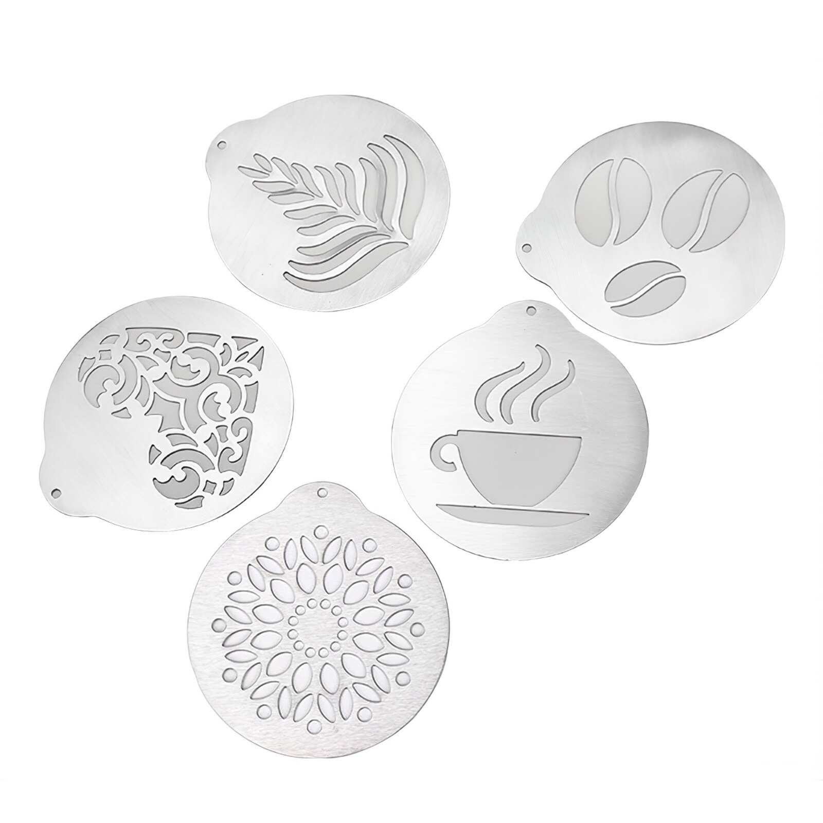 5Pcs DIY Latte Art Stencils Cake Stencils Espresso Decorating Art Smooth Edge Coffee Painting Mold Fondant Coffee Decor Mold: Default Title