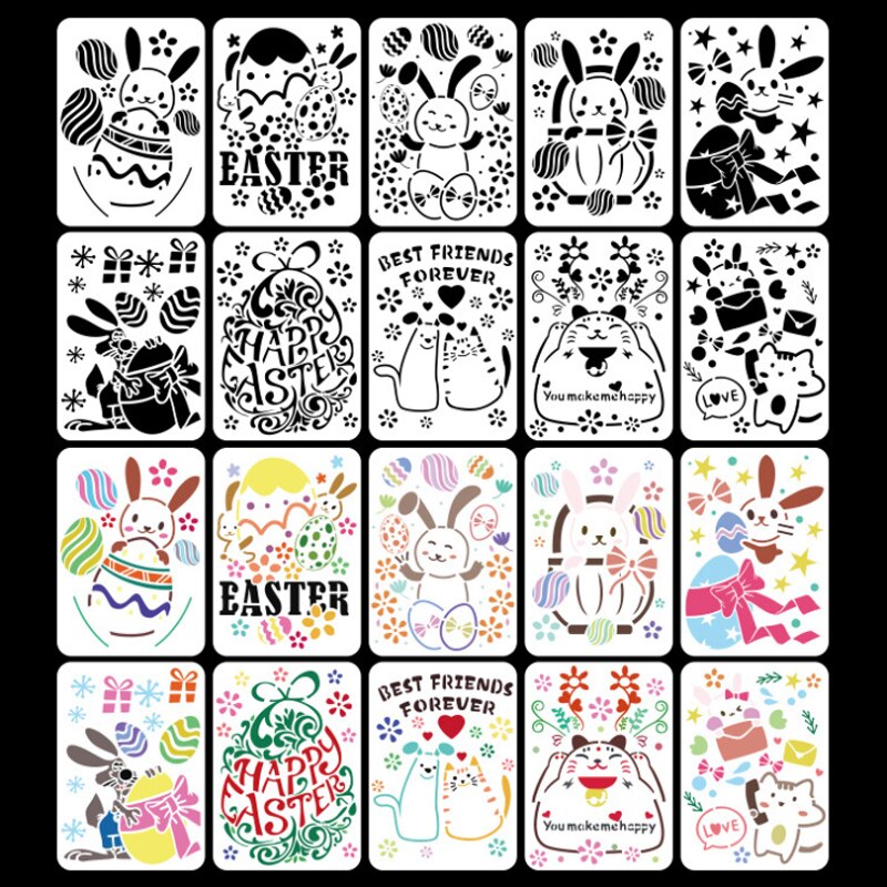 Pochoir de lapin de pâques Kawaii, décor de bricolage mural, modèle de peinture, impression à jet d&#39;encre, Scrapbooking, coloration, gaufrage, réutilisable