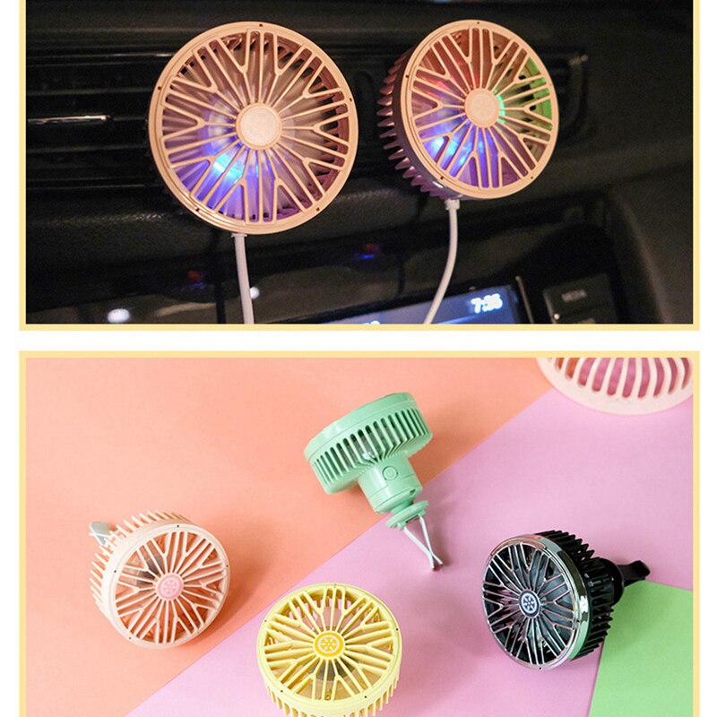 Car Multi-Function Ambient Light Fan Air Conditioning Wind Regulation Car USB Air Outlet Center Console Decoration