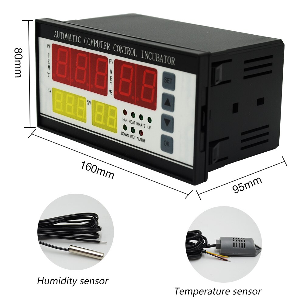 Controlador de incubadora de huevos XM-18, termostato higrostato, Control Digital Automático completo con sonda de Sensor de temperatura y humedad