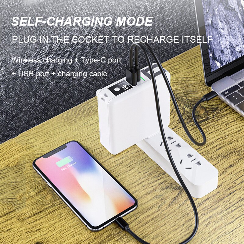 Kingstar 4IN1 Draadloze Power Bank Pd Snelle Quick Charge Type C Usb C Qc Powerbank Voor Ipad Iphone Samsung Xiaomi charger Adapter