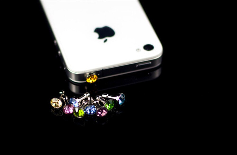 10pcs Bling Diamond Dust Plug Universal 3.5mm Cell Phone Earphone Plug For iPhone 6 5s Samsung HTC Sony Headphone Jack Stopper