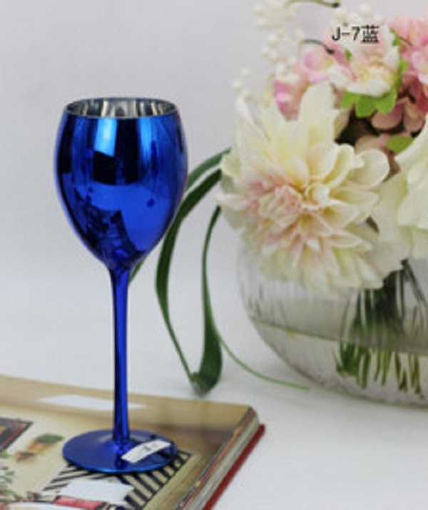Blå farge plating metall glass beger vin champagne kopp bryllup rom dekor: C