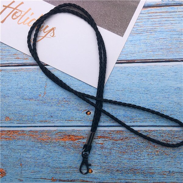 PU Mobile Phone Lanyard Straps Rope for Key Lanyard Metal Clip Hanging Neck Rope Lanyard para llaves key ring chain: black1