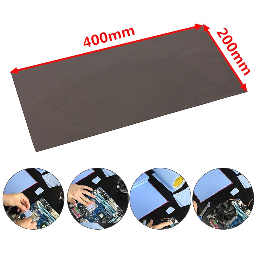 Thermal Conductive Silicone Pad 400x200x1.5mm Solid GPU CPU Cooling Chip Easy Install Heatsink Universal Wear Resistant Soft