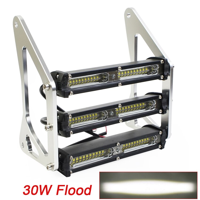 Moto Retro CG Led Motorcycle Front Fork Bracket MSX125 Headlight Universal for Honda Grom MSX125 125SF Fog Lamp Light: Flood 30w silver