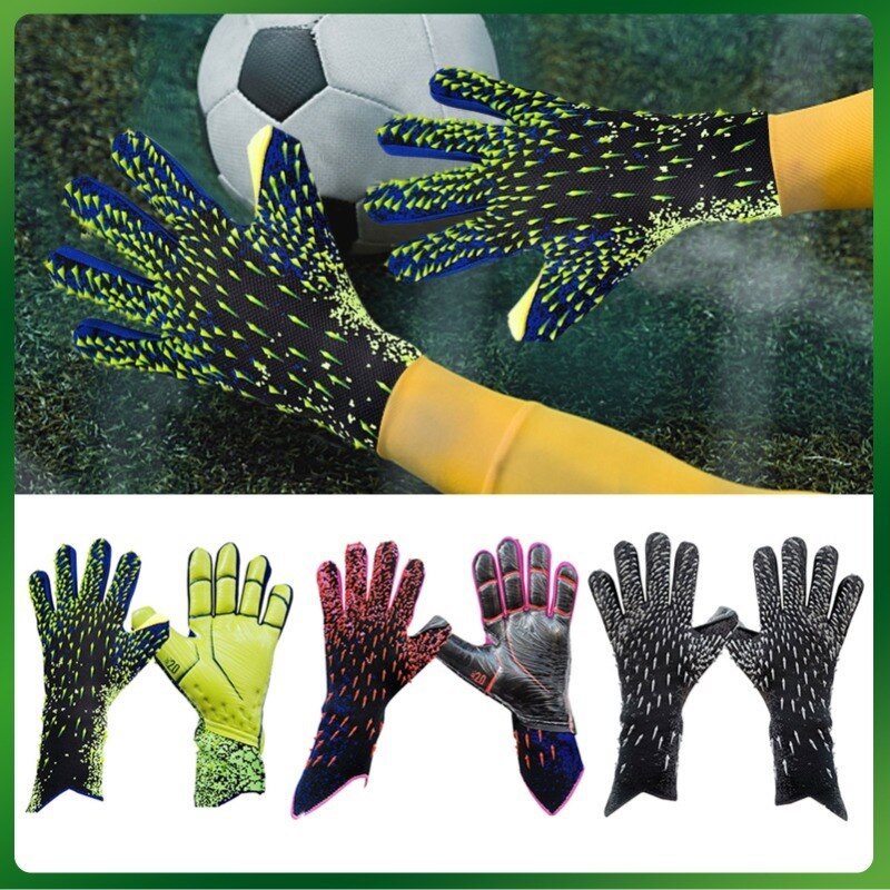 4MM Men Goalie Soccer Goalkeeper Gloves Thicken with Slip Protective Full Latex Football Gloves for Adult Child