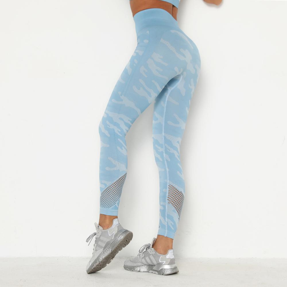 Camo Seamless Gym Leggings Scrunch Butt Fitness Yoga Pants High Waist Sports Tights Squatproof Outdoor Activwear Tracksuit: Light Blue / L