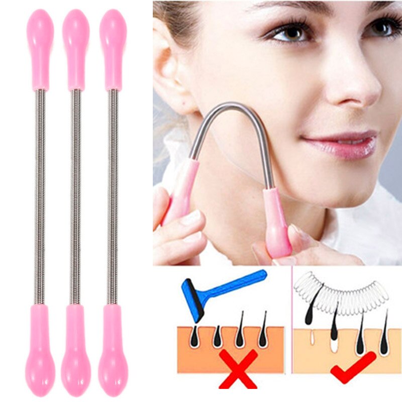 Depiladora Facial de acero inoxidable, 1/3/5 Uds., dispositivo de Limpieza del cabello corporal para la belleza de la cara, maquillaje, barra depiladora con curva