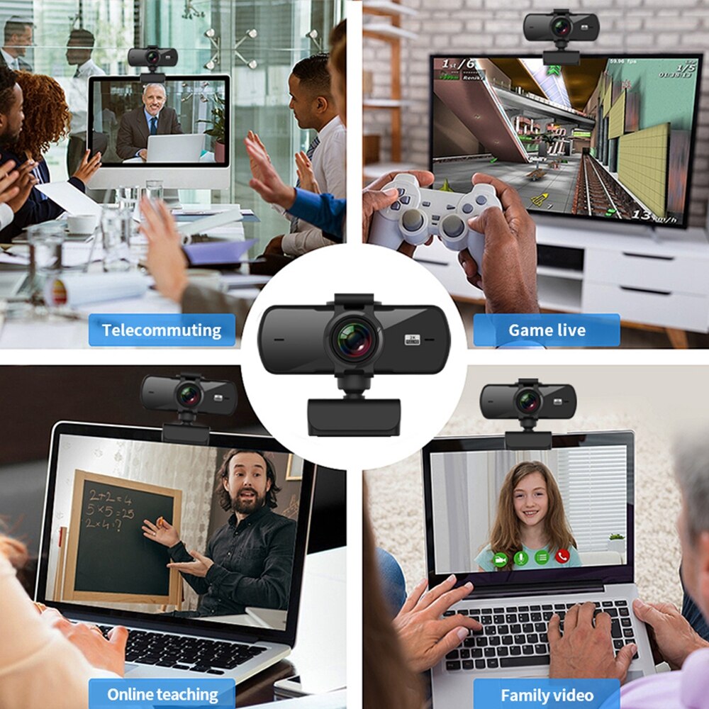 Webcam con micrófono incorporado, cámara Web Full HD de 2MP, 1080P, ancha, accesorios para el hogar, cámara Web USB para ordenador