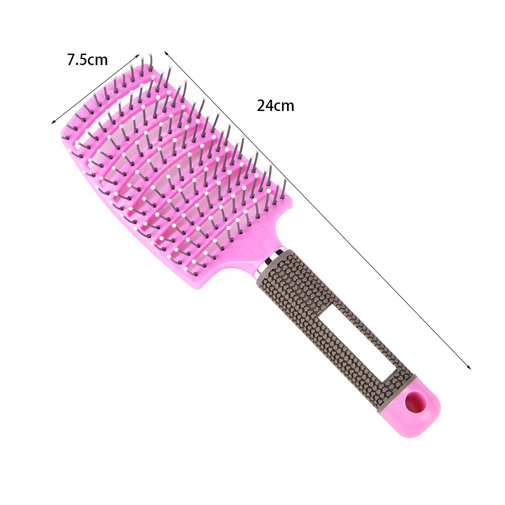 Cepillo con Cerdas de Nailon para el Cabello de Mujer, Peine para Masaje de Pelo Rizado o Mojado, Accesorio de Estilismo y Peluquería ideal para Salón de Belleza: Pink A