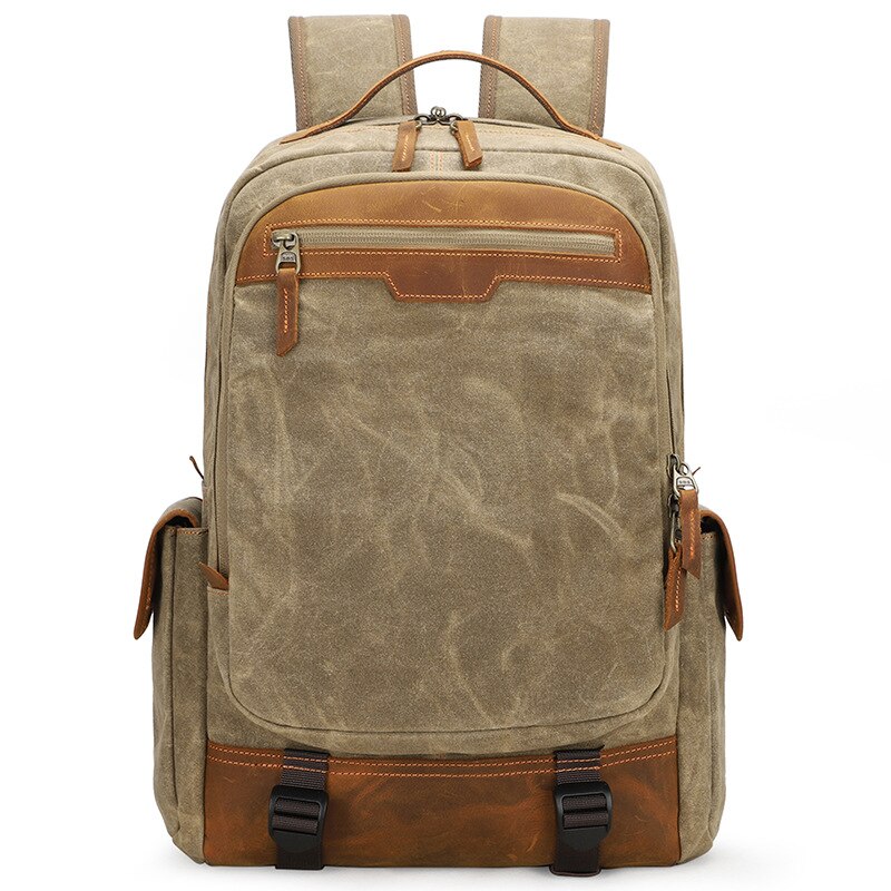 retro reisekamera vanntett batikk lerret + lær skuldre ryggsekk dslr bag passe 15.4i laptop stativ bærer video sak