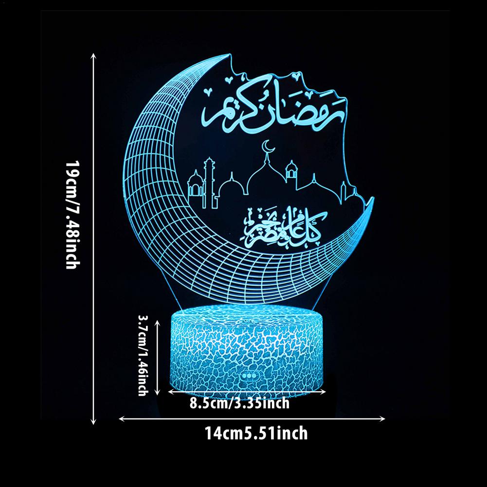 Creatieve 3D Illusion Plaat Tafellamp Afstandsbediening Nachtverlichting Desktop Led Ramadan Decoratie Licht Home Decor