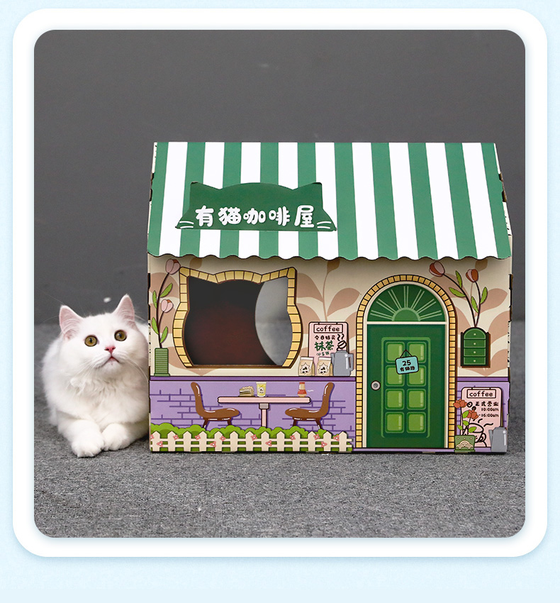Rascador de cartón para gatos, casa de juguete para gatos, poste para gatos, rascador