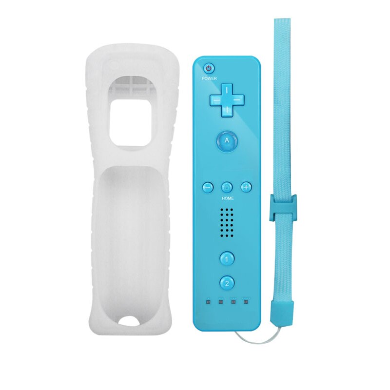 Without Motion Plus Controller For Wii Wireless Games Remote Nunchuck For Wii 2 in 1 Bluetooth Game Controle Silicone Soft Case: no nunchuck-Blue