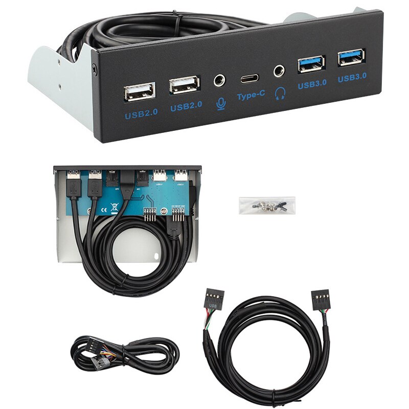 Frontpanel usb 3.0 frontpanel type c hub 20 pin stik 60cm kabel super speed plug and play nem at installere til pc adaptere: Rød