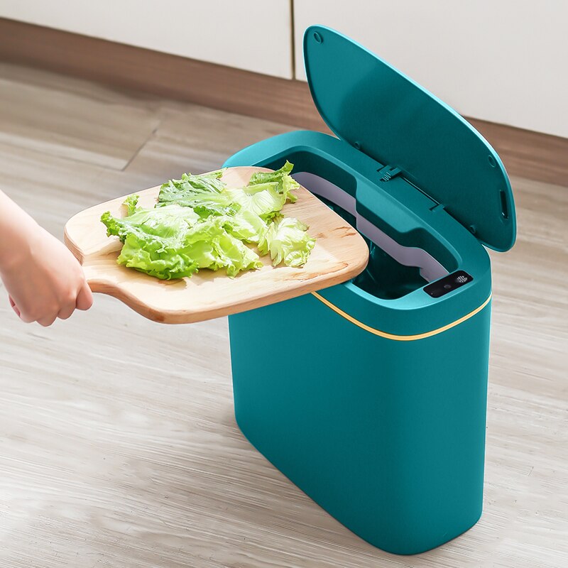 Smart Trash Can USB Charging Waste Bin For Kitchen Bathroom Dustbin Automatic Sensor Garbage Can Home Narrow Seam Waste Bin