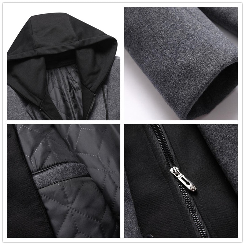 Männer Mit Kapuze Wolle Jacke Winter Herbst Herren Lange Winddicht Wolle Mantel lässig Dicken schlank passen Jacke Männlichen modisch Koreanische für Junge