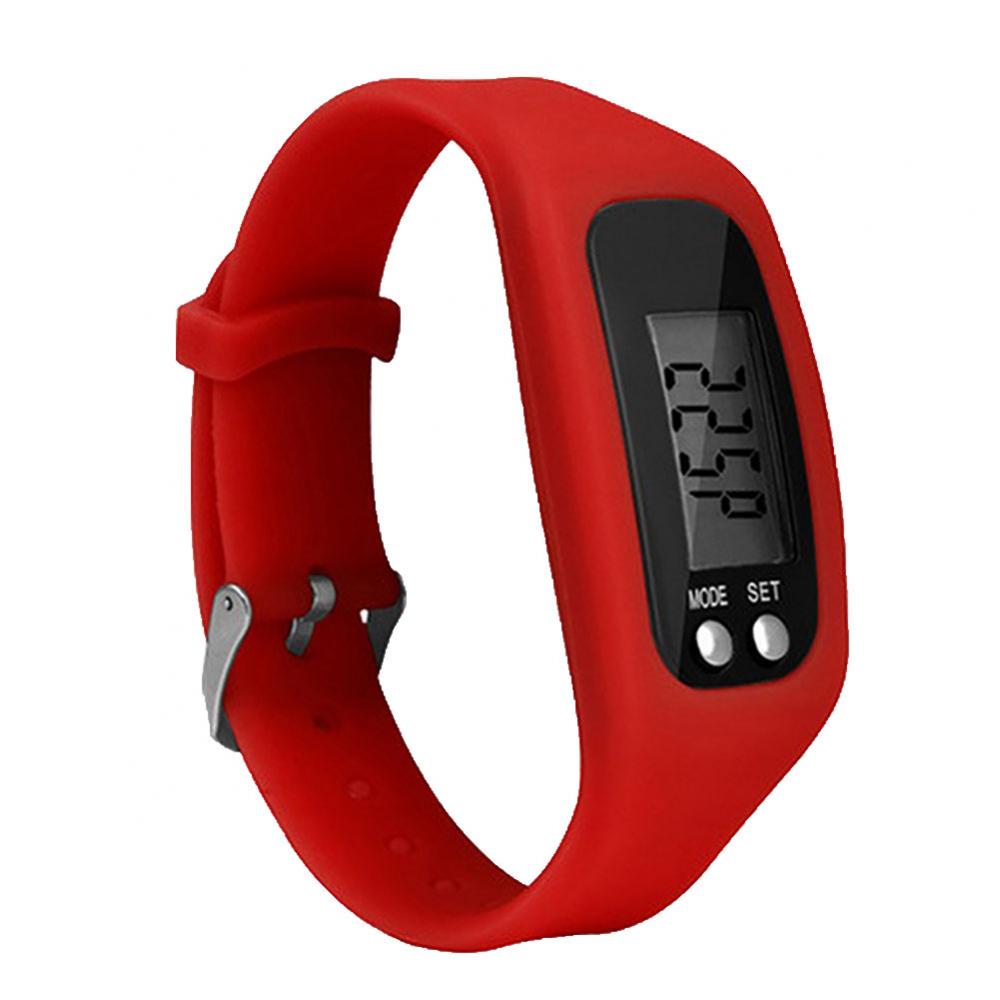 Sport Running Silicone Pedometer Calorie Step Counter Digital Watch Bracelet LCD Display Easy To Read Low Battery Consumption: Red