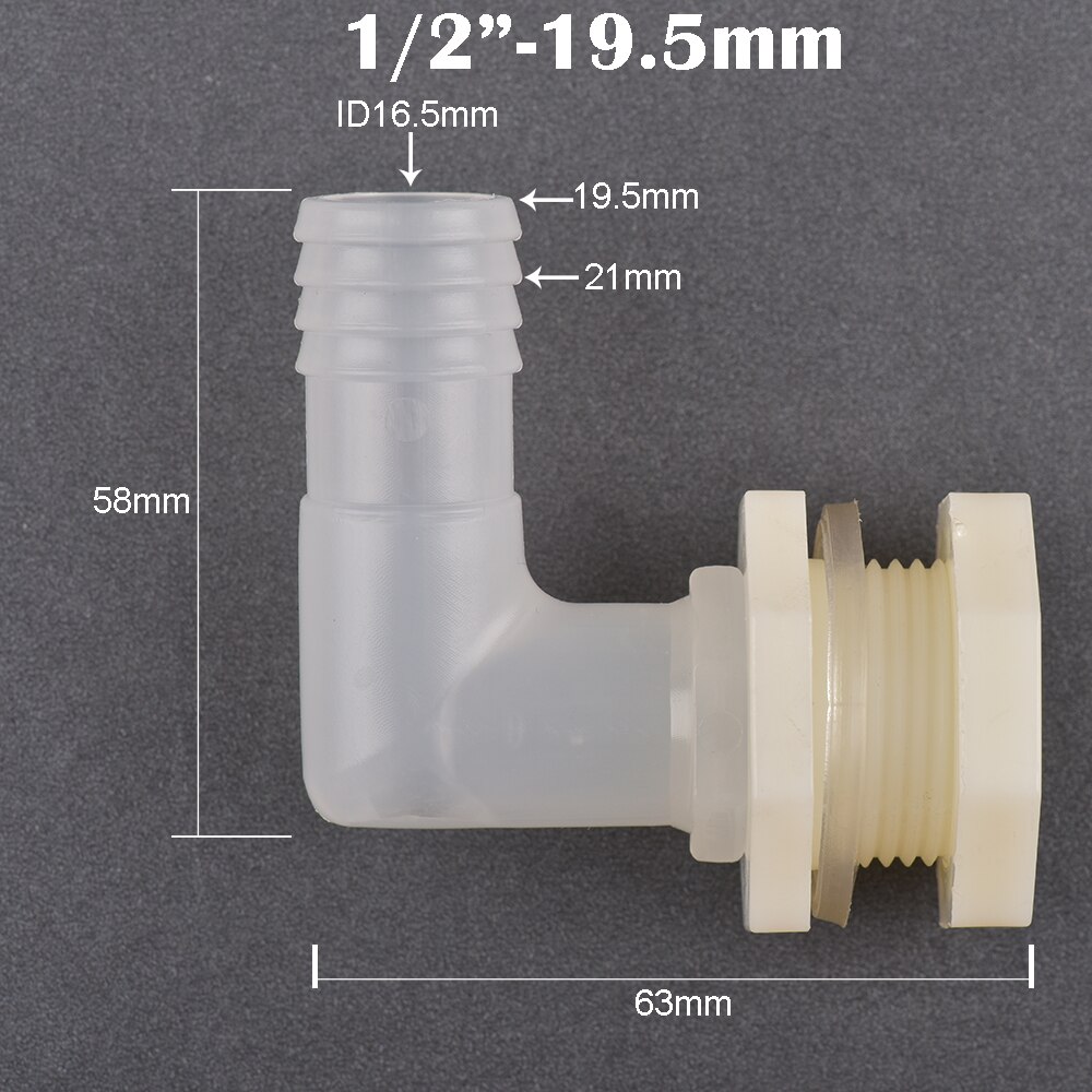 1 Set Abs 1/2 Inch Tot 6.4 ~ 20Mm Elleboog Watertank Connector Aquarium Tuin Irrigatie Slang Gezamenlijke Water pijp 90 Graden Adapter: 19.5mm