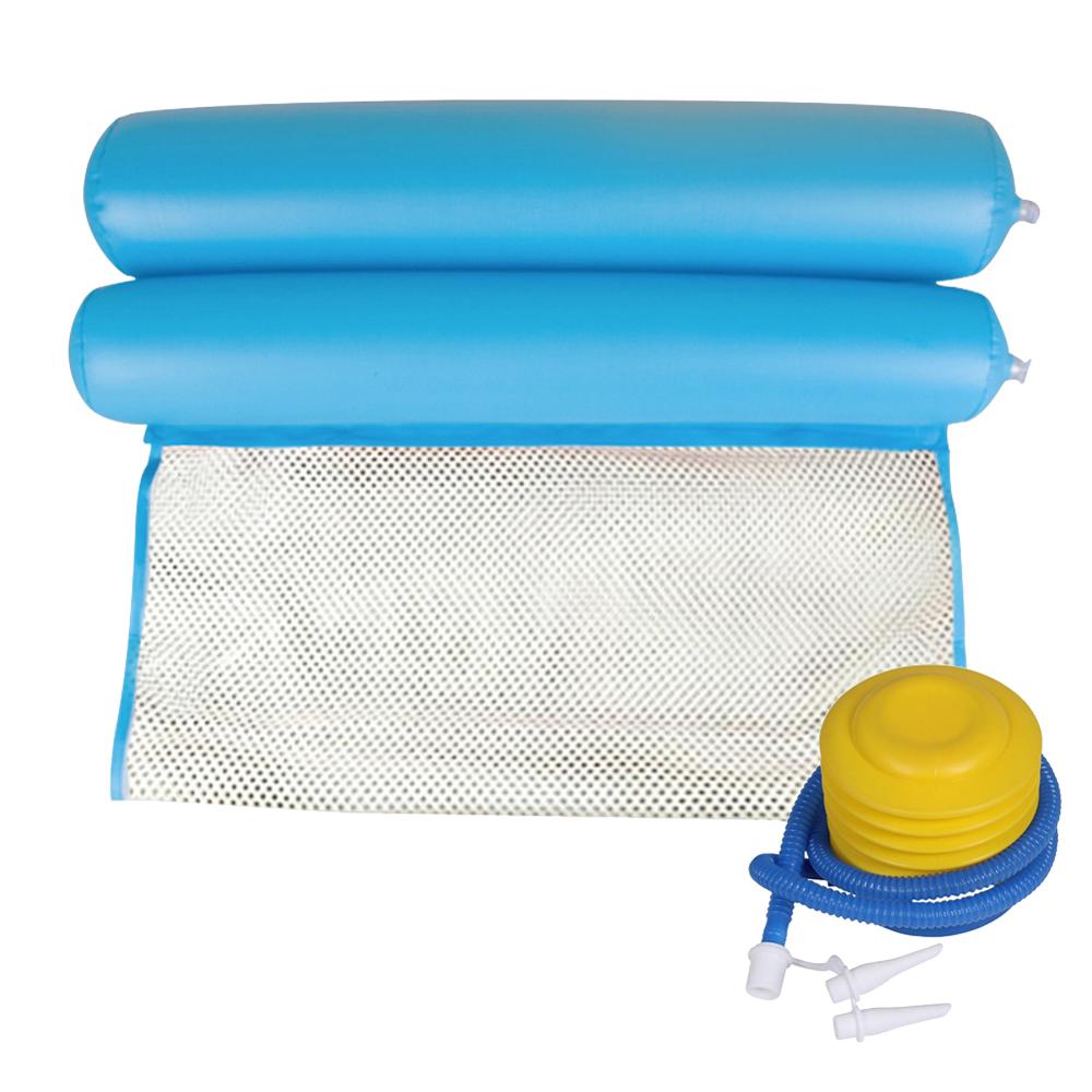 Hamaca de agua plegable para una sola persona, colchón de aire inflable, tumbona de playa, colchón flotante para dormir, silla de cama: Light Blue with pump