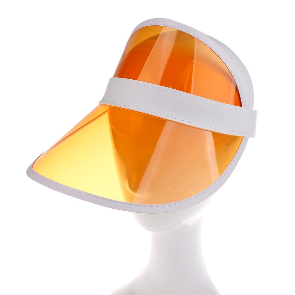 Zomer Pvc Hoed Effen Zonneklep Party Casual Hoed Clear Plastic Volwassen Vrouwen Dames Zonnebrandcrème Cap: Oranje