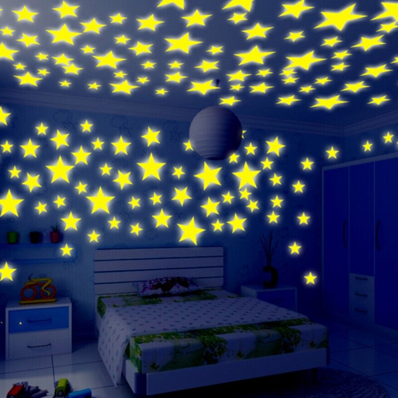 Kids Slaapkamer Fluorescent Glow In The Dark Sterren Glow Muurstickers Sterren Lichtgevende Lichtgevende Glow Sticker Kleur