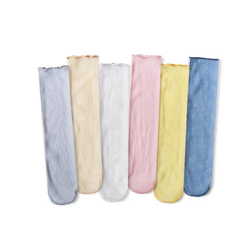 Summer Toddler Baby Candy Colors Ultra-thin Mesh Socks Cute Kid Girl Soft Breathable Solid Color Gauze Princess Gold Pile Sock