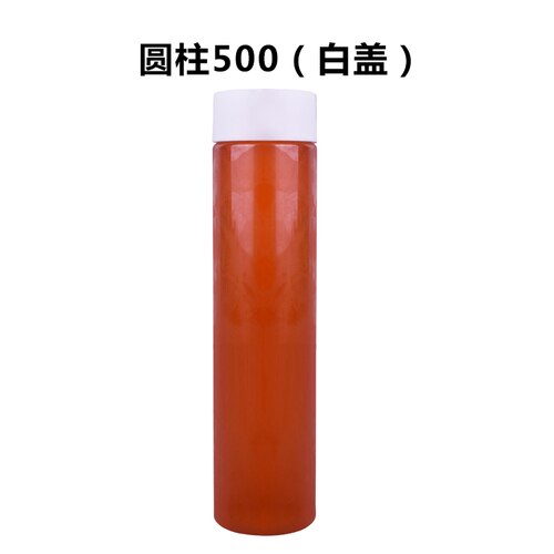 10 stk/parti engangs teflaske take-away emballage cylindrisk juice flaske låg cylindrisk flaske opbevaring flasker krukker: 500ml-- hvide låg