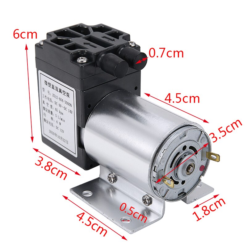 Electric Vacuum Pump High Pressure 5L/min Mini Diaphragm Pump with Holder12V 6W