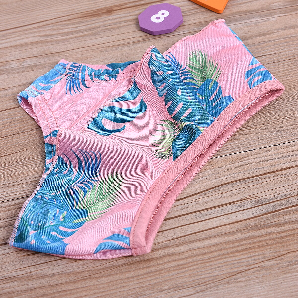 Mother Daughter Parent Child Swimsuit Floral Print Pink Ruffle Lovely Swimming Sports Beach Bikini Suit