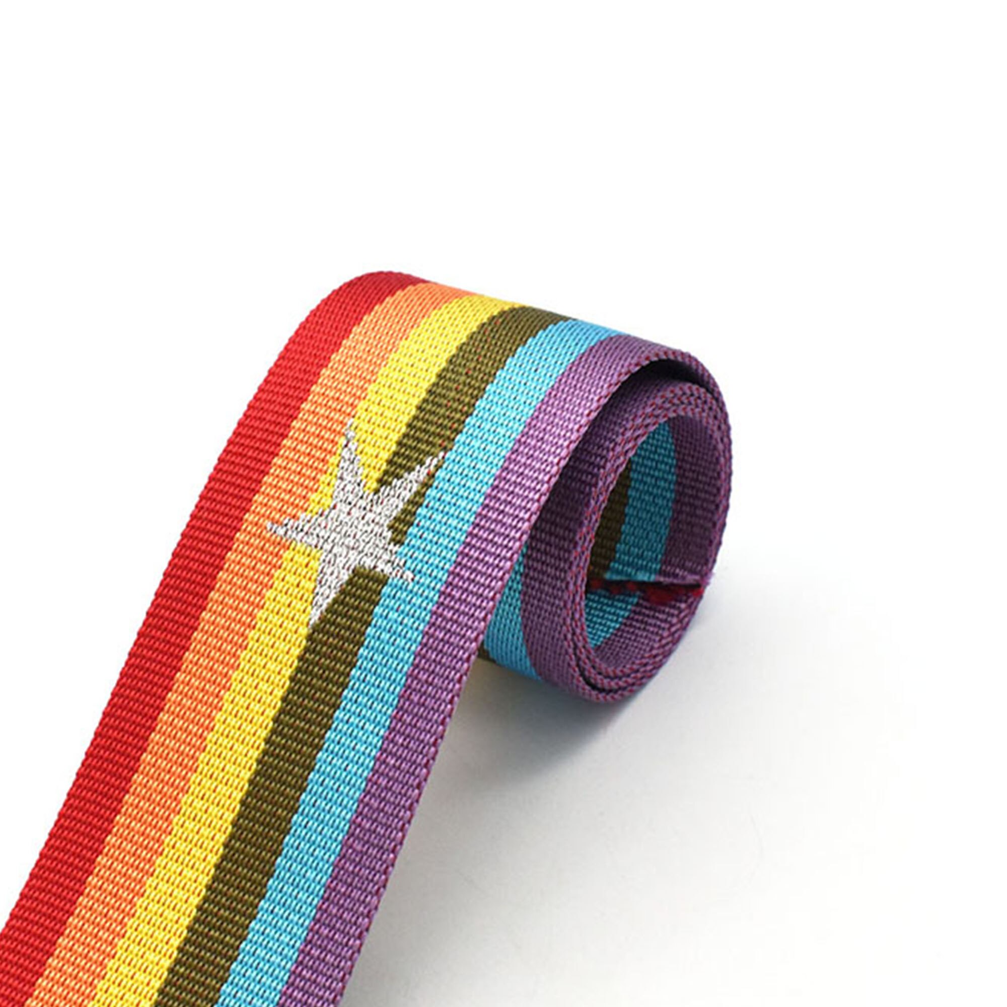 2 &quot;Regenboog Singels Met Ster Patroon Strap Webbing Heavy Duty Belt Bag Strap Portemonnee Singels Hond Kraag Geweven Riem 1/2/3/5Yards: 5 yards