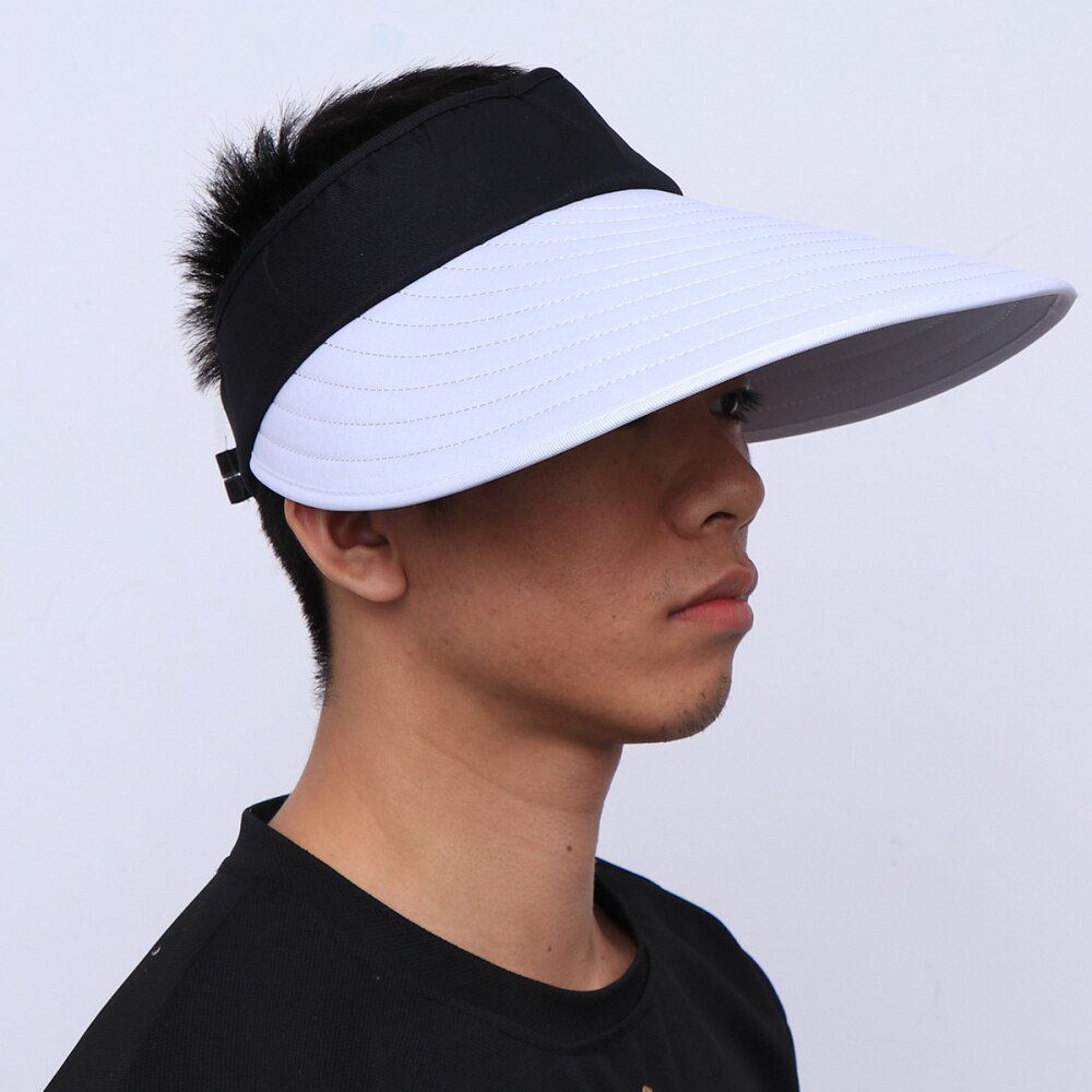 Sports Tennis Cap Summer Outdoor Cap Folding Hat All-matching Cap for Men (White Hat and Black)