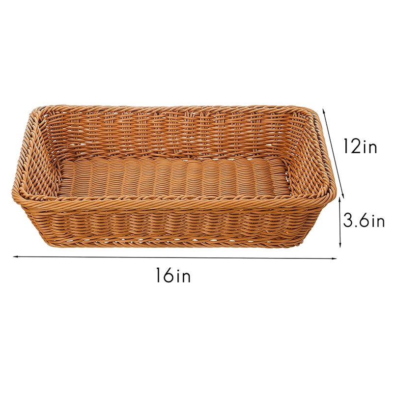 16 Inch Wicker Storage Basket,Bread Basket Shop Supermarket Display Basket Woven Food Fruit Restaurant Serving Basket