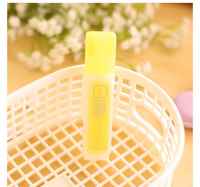 Jonvon Satone 6 Colors Highlighter Pen Stationery Korean Student Large Capacity Writing Markers Highlighters Pen School: Yellow