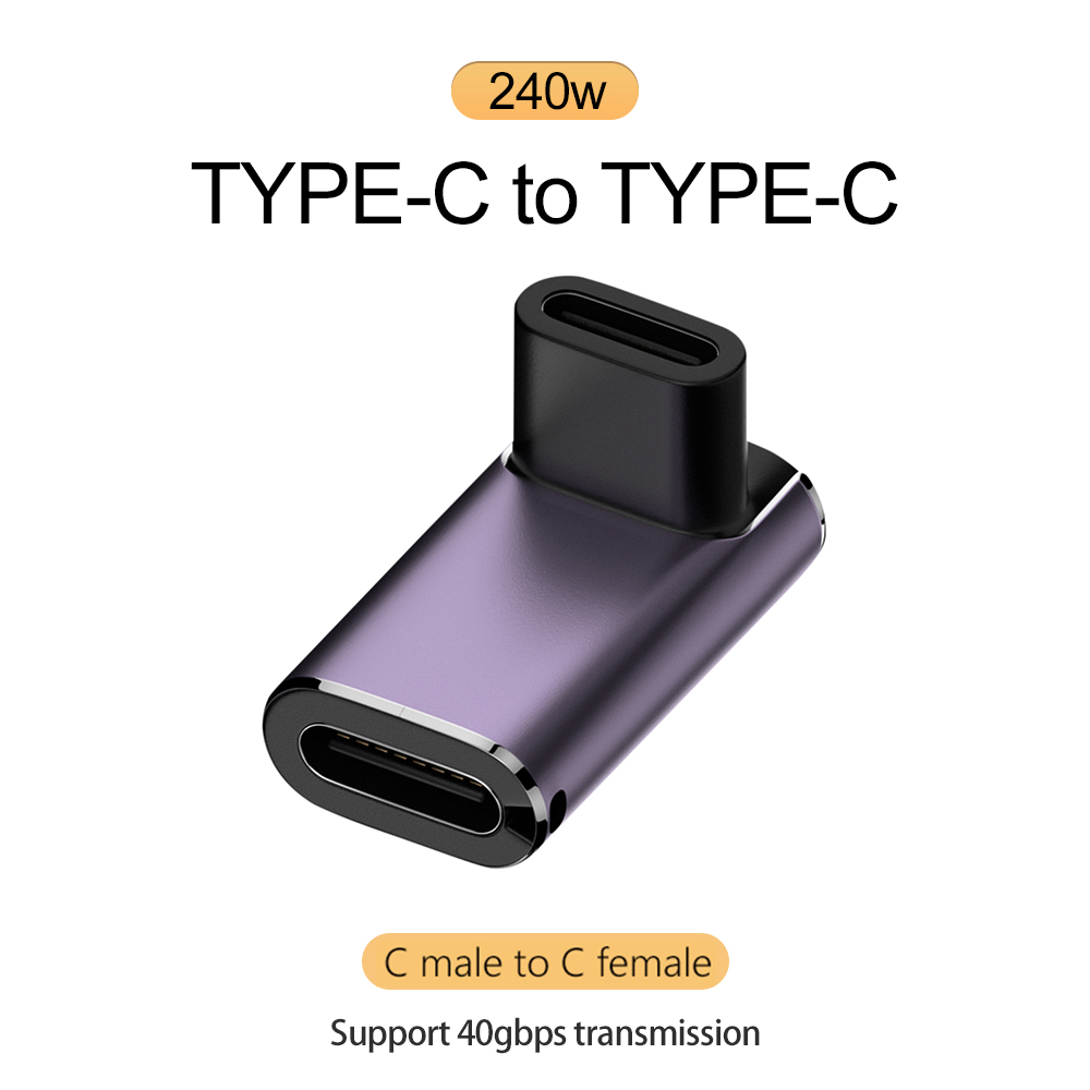 5A Typ-C OTG Adapter 240W Schnelllade-Datenkonverter USB 4.0 40Gbps Unterstützung 8K 60Hz USB C 90/180 Grad Winkeladapter: Blau