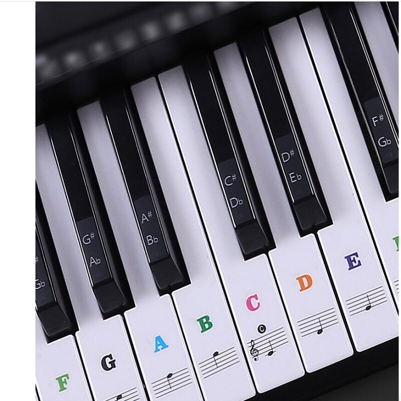 Piano Sticker Transparent Piano Keyboard Sticker 37/49/54 Key Electronic Keyboard 88 Key Piano Stave Note Sticker for White Keys